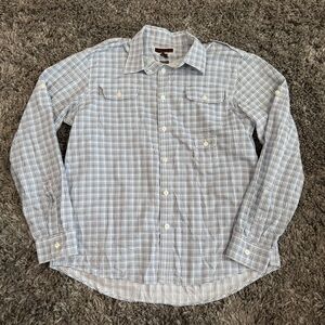 Michael Kors Standard Fit Plaid Button Down Shirt in Light Blue, Size XL